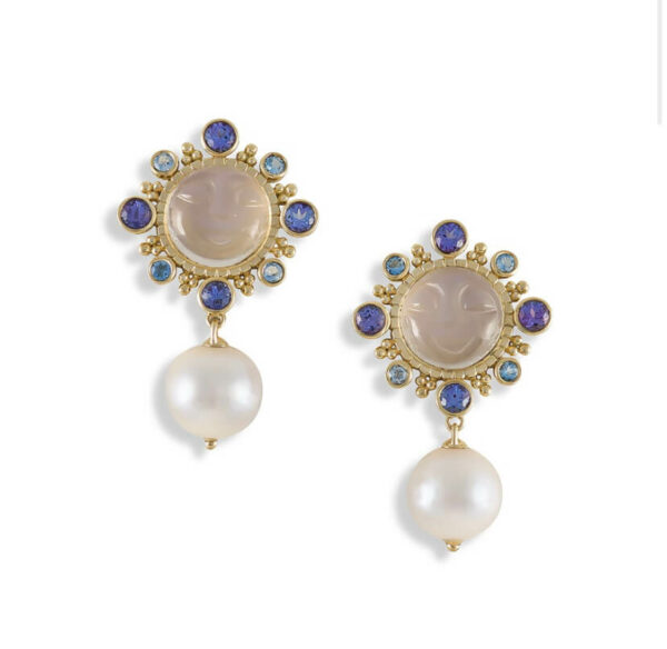 Blue Moon + Pearl Drop Earrings
