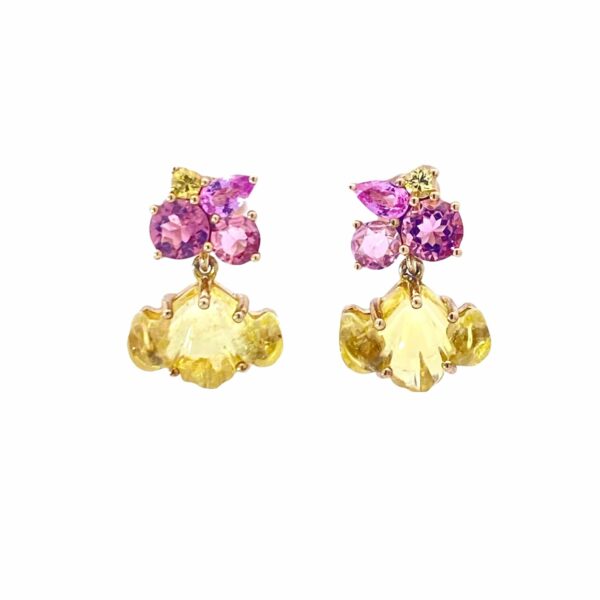 Pink & Yellow  Rainforest Drop Earrings