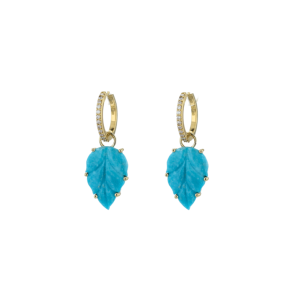 MIRA Turquoise Leaf Hoop Charms