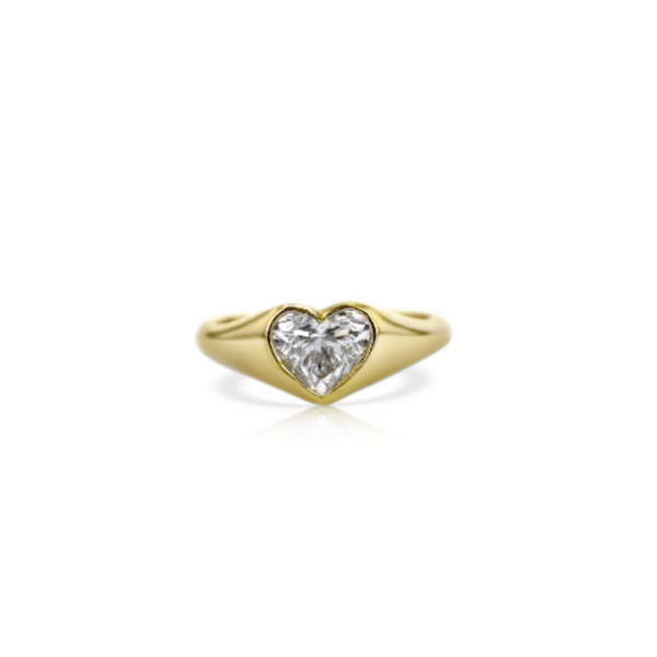 1ct Heart Diamond Signet Ring