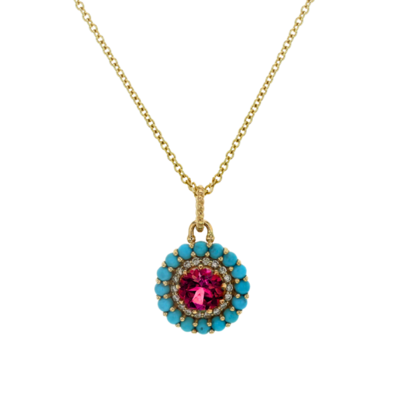 WILDFLOWER Pink Flat Round Pendant